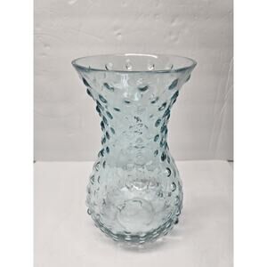 Vintage Empoli Hobnail Art Glass Vase, Light Blue Color, Italian Made